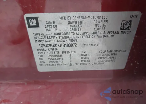 2017 GMC Yukon Xl Slt from USA, damaged, VIN 1GKS2GKCXHR183972